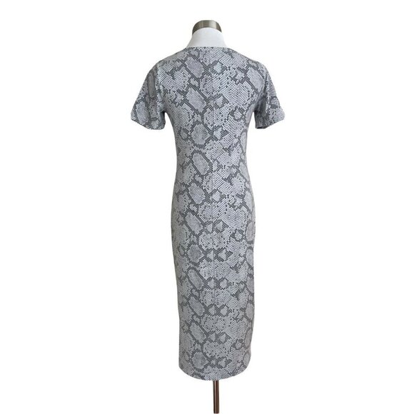 Chaser Bodycon Midi Tshirt Dress In Gray Snake Print Small Women’s Short Sleeve - Picture 5 of 6